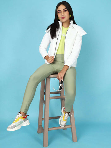 Shop Women Metallic Jacket With Detachable Hood Online.