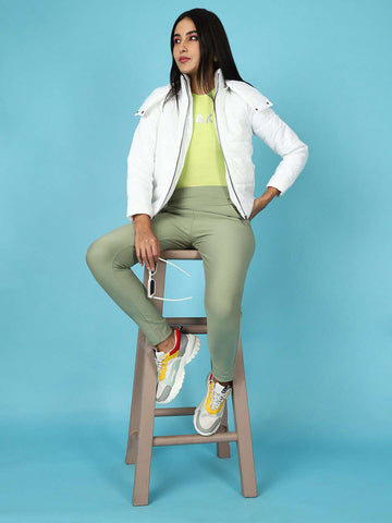 Shop Women Metallic Jacket With Detachable Hood Online.