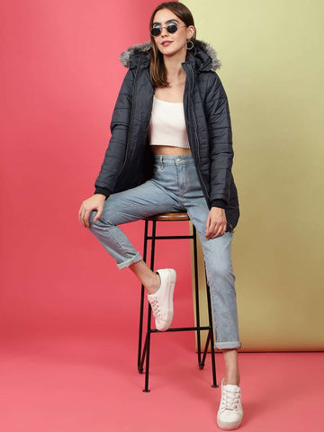 Shop Women Basic Parka With Fur Insert At Hood Online.