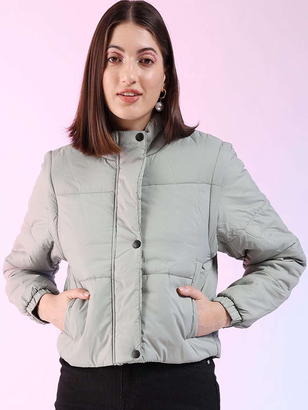 Shop Women Detachable Sleeve Crop Jacket Online.