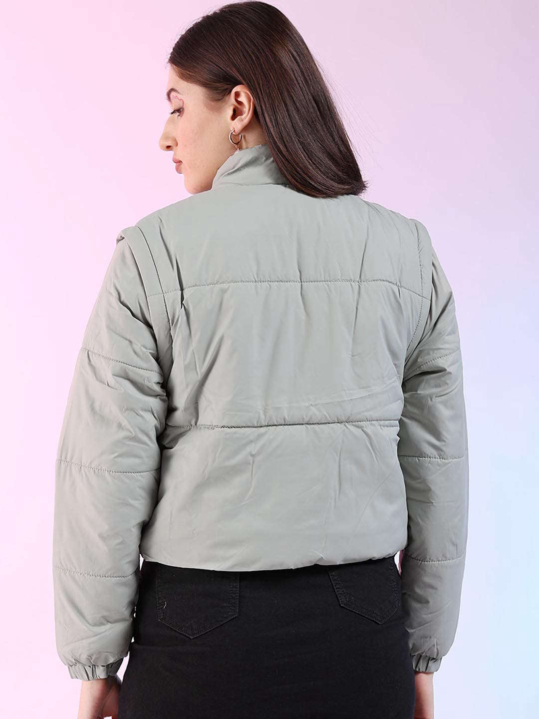 Shop Women Detachable Sleeve Crop Jacket Online.