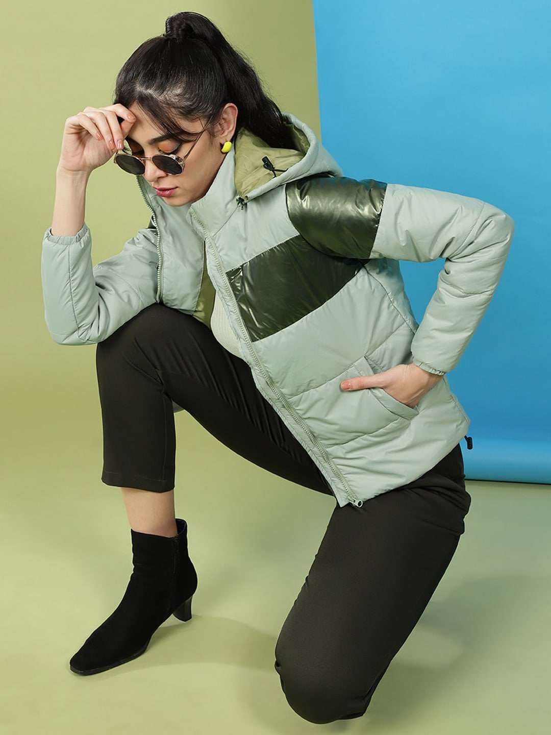 Shop Women Boxy Colorblock Jacket Online.