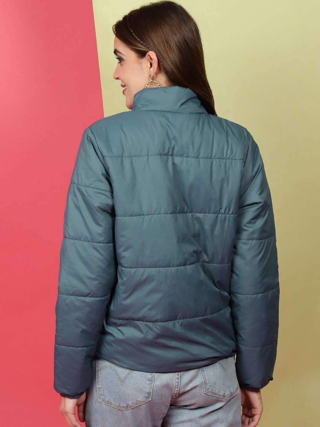 Shop Women High Neck Puffer Jacket Online.