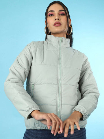 Shop Women High Neck Puffer Jacket Online.