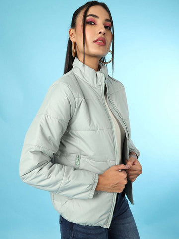 Shop Women High Neck Puffer Jacket Online.