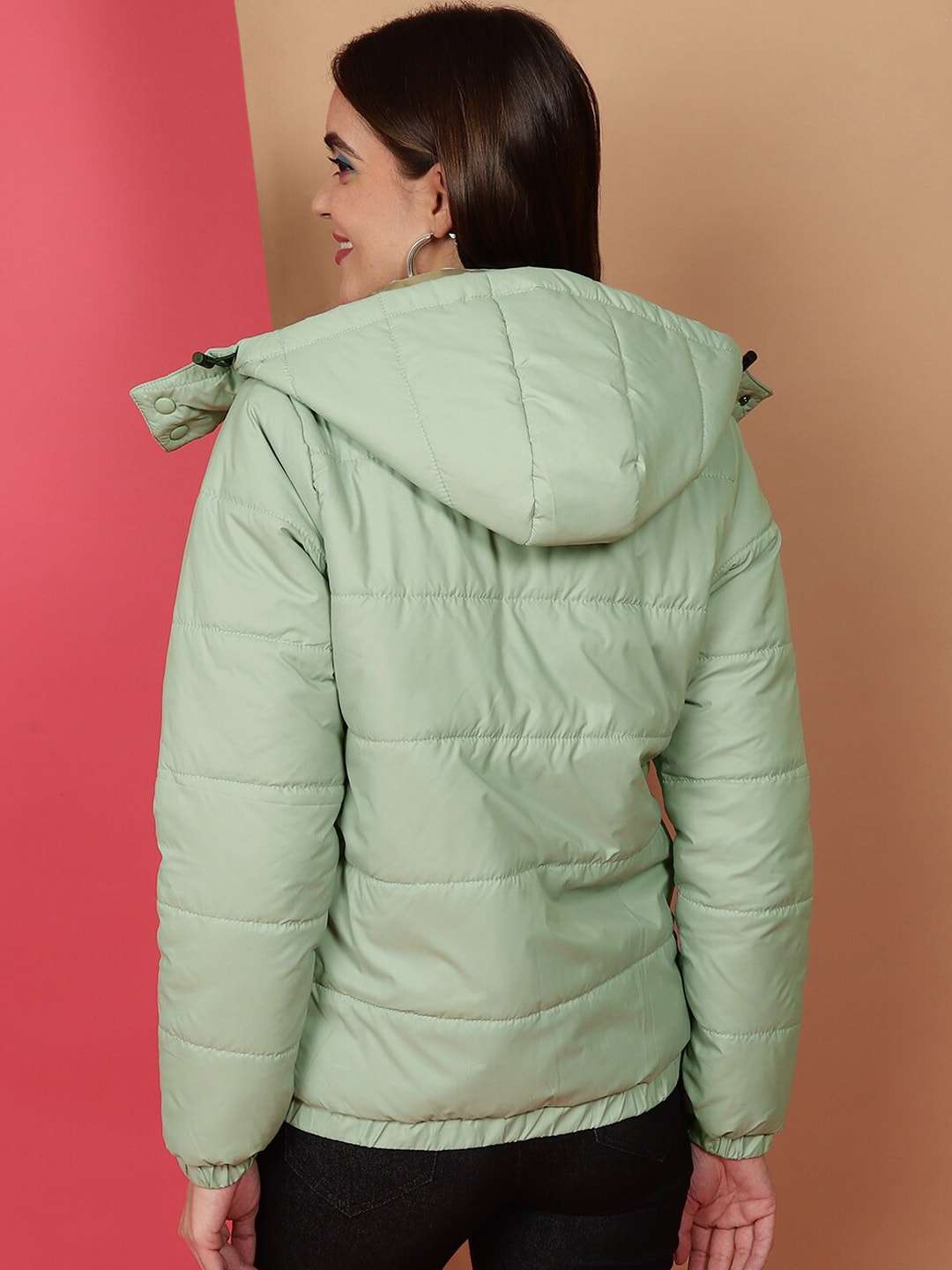 Shop Women Detachable Hood Puffer Jacket Online.