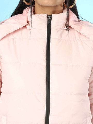Shop Women Detachable Hood Puffer Jacket Online.