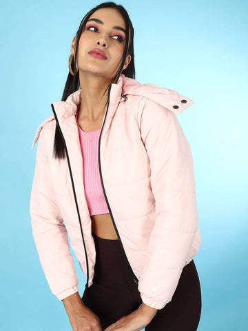 Shop Women Detachable Hood Puffer Jacket Online.
