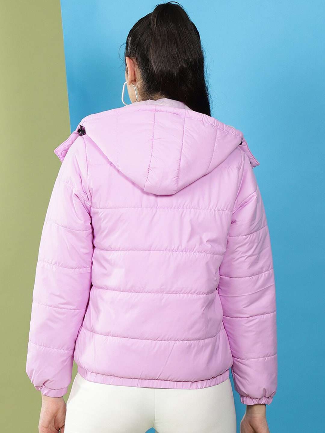 Shop Women Detachable Hood Puffer Jacket Online.