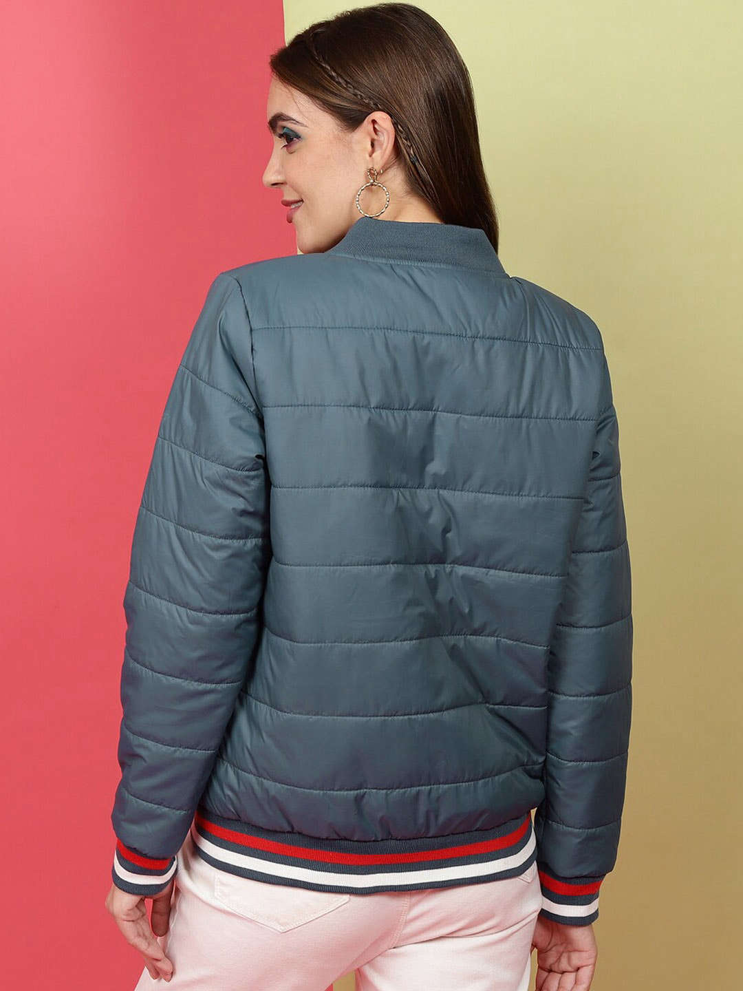 Shop Women Puffer Jacket With Rib Online.