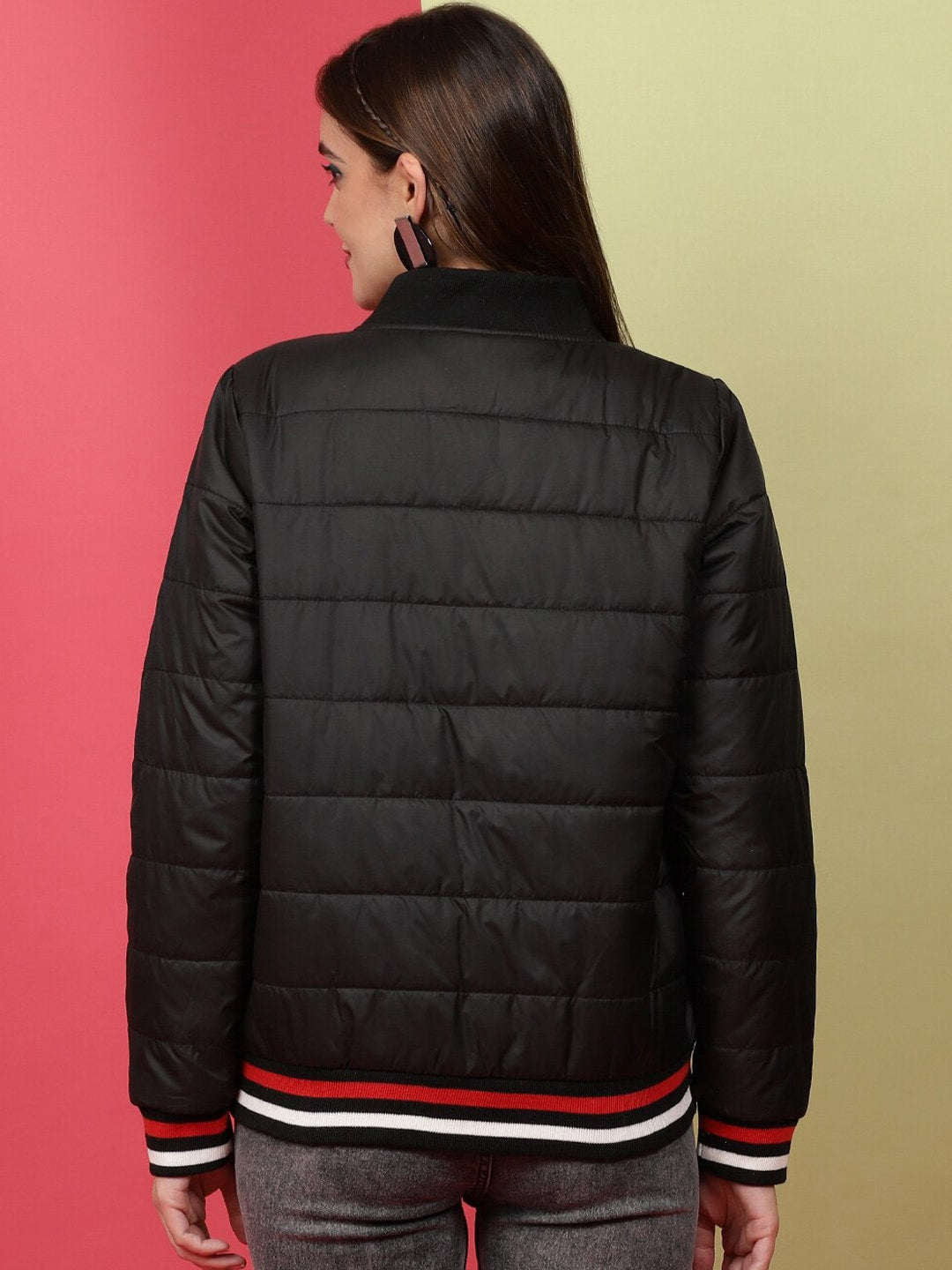 Shop Women Puffer Jacket With Rib Online.