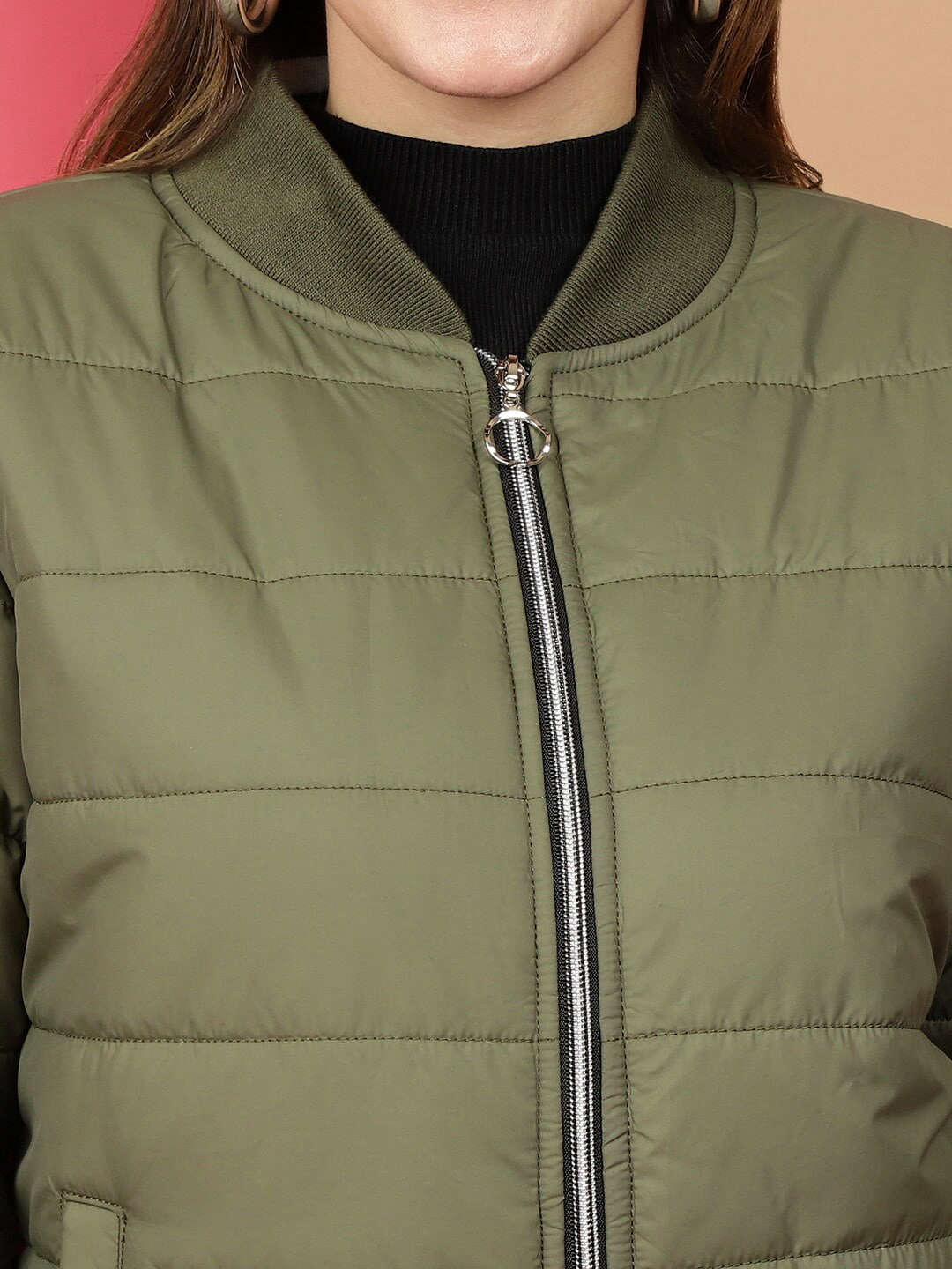 Shop Women Puffer Jacket With Rib Online.