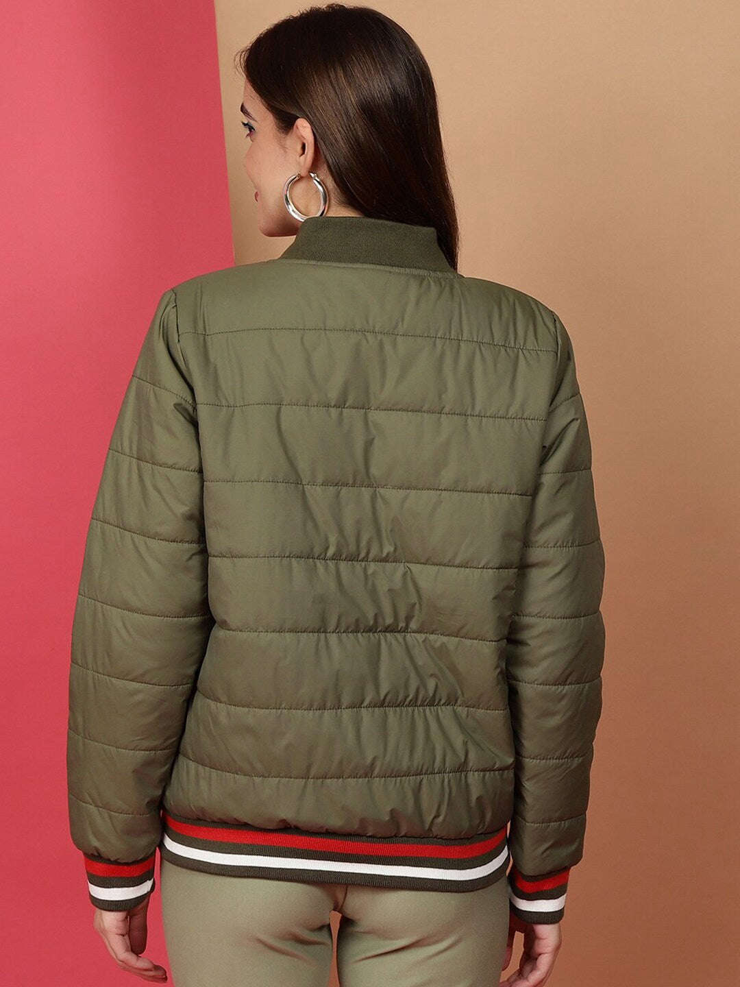 Shop Women Puffer Jacket With Rib Online.