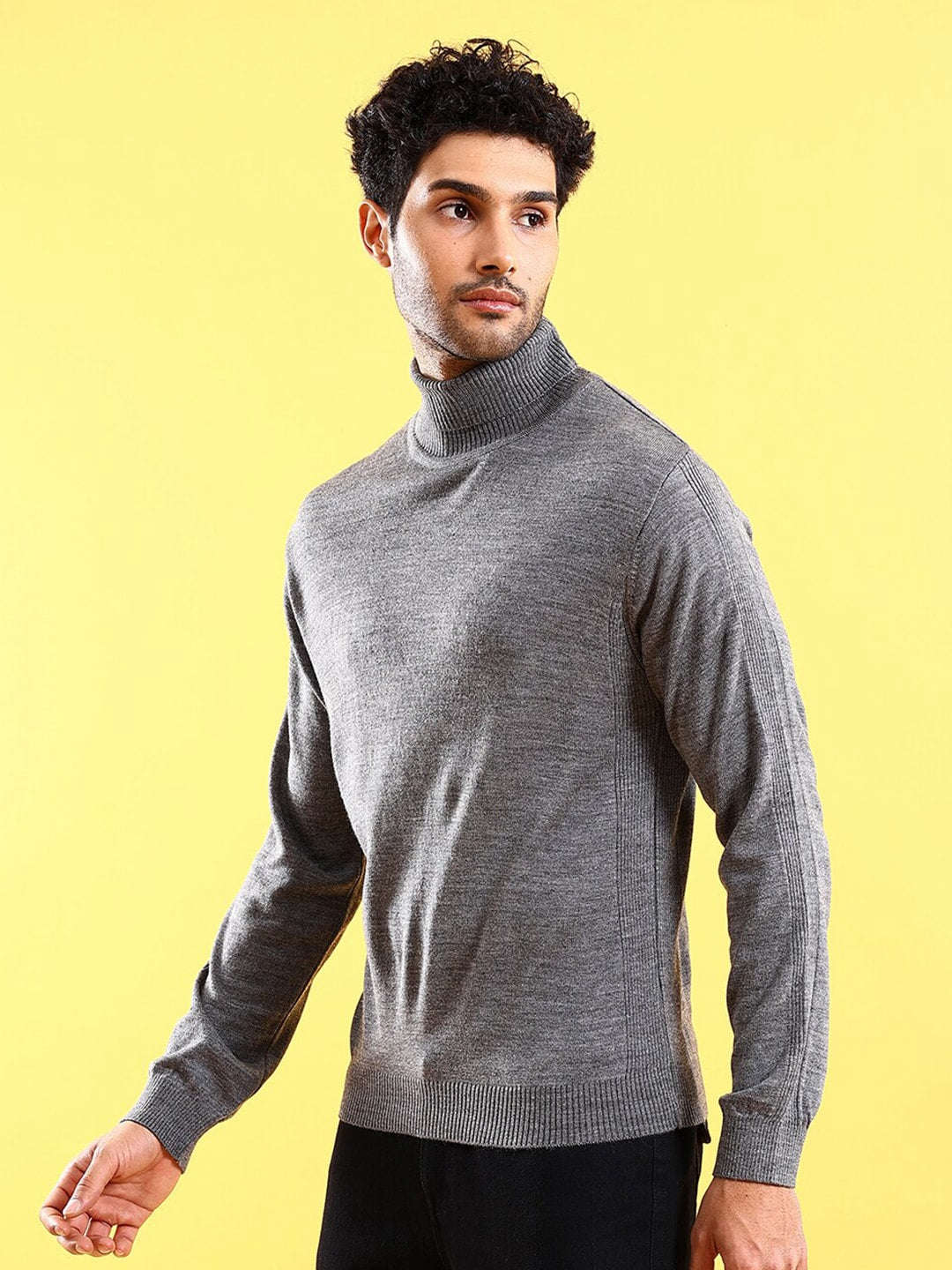 Shop Men's Solid Regular Fit Sweater Online.