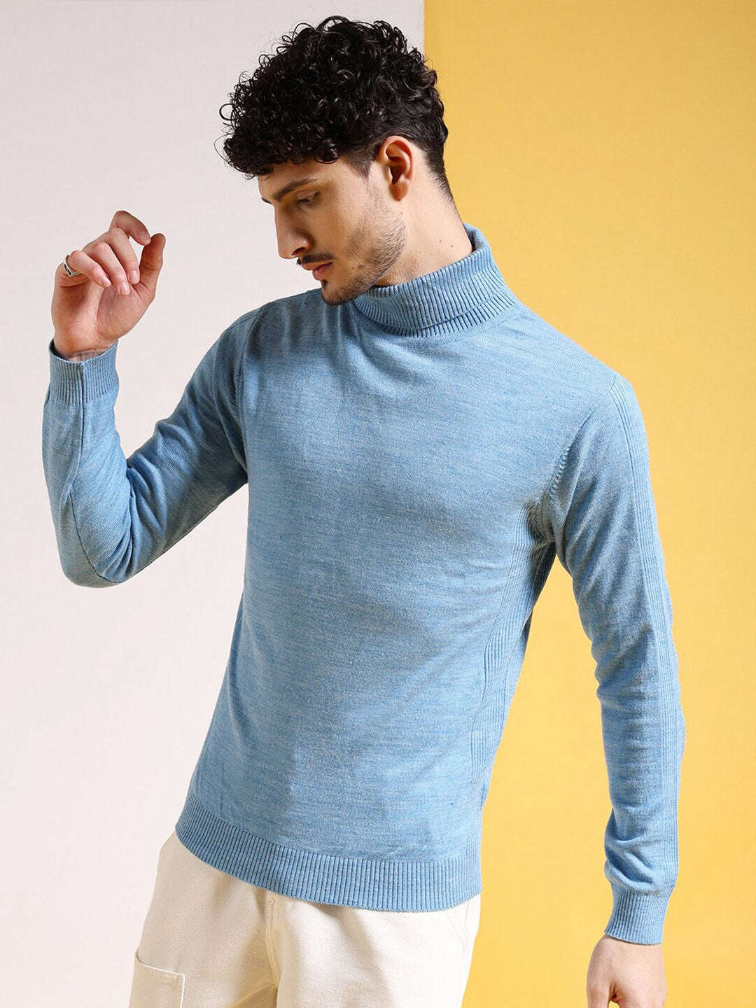 Shop Men's Solid Regular Fit Sweater Online.