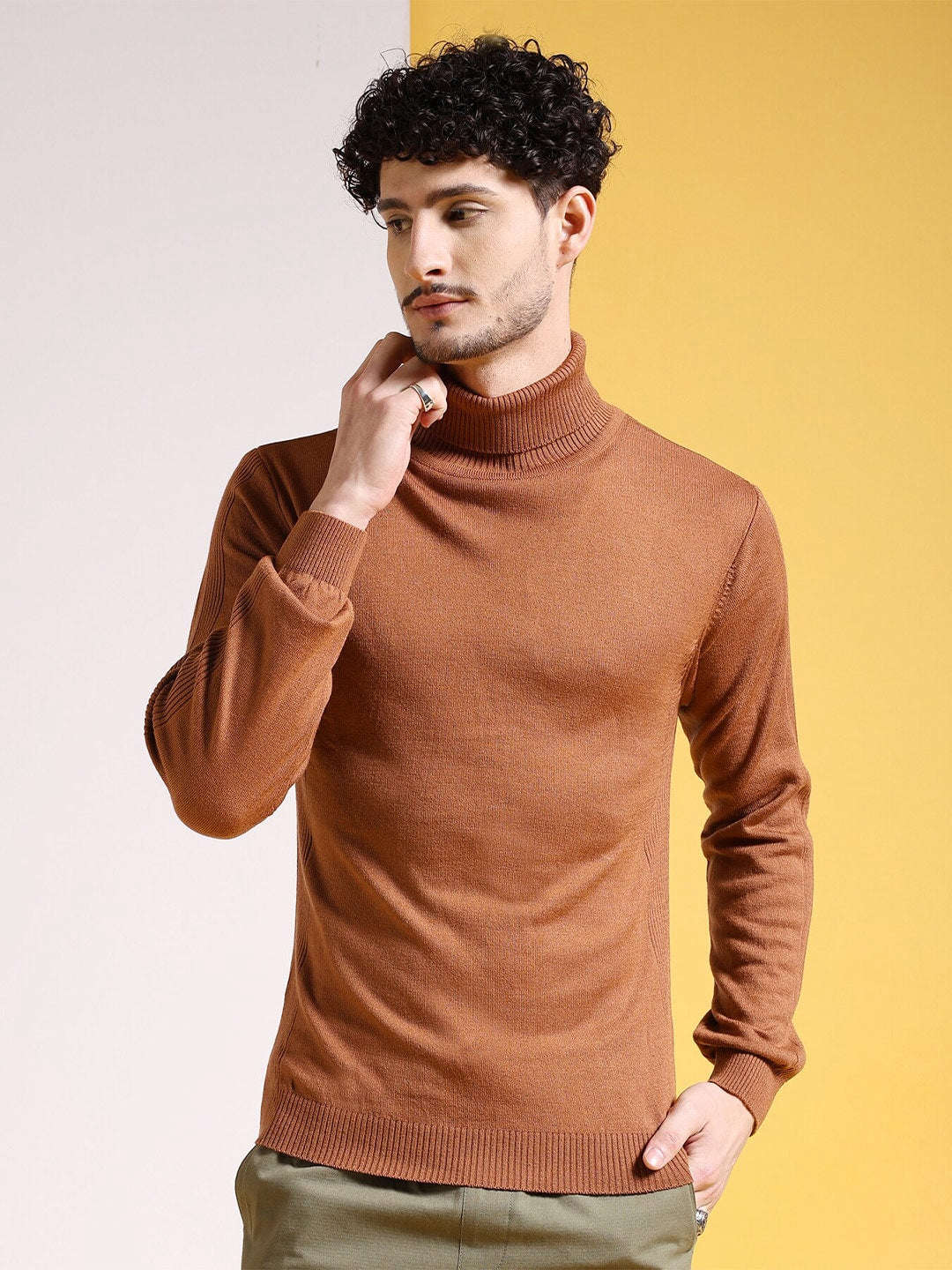 Shop Men's Solid Regular Fit Sweater Online.