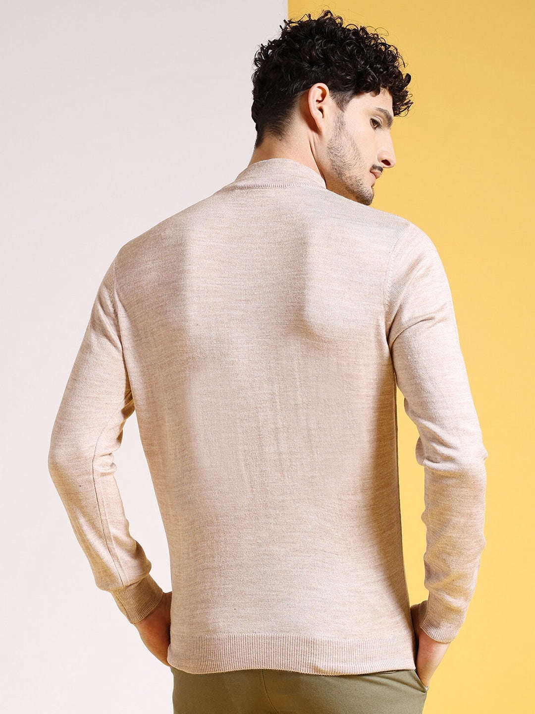 Shop Men's Solid Regular Fit Sweater Online.