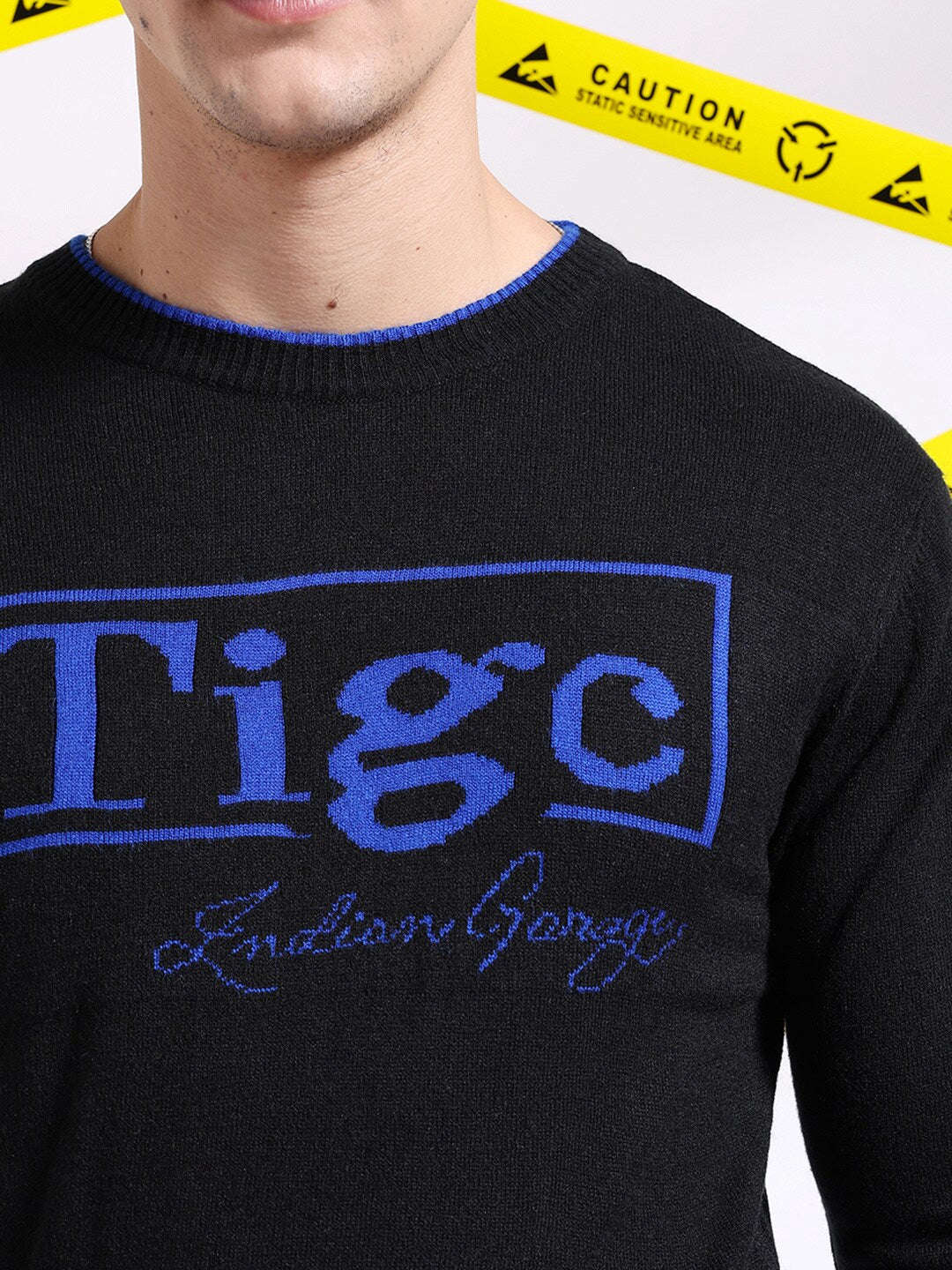 Shop Men's Typographic Printed Regular Fit Sweater Online.