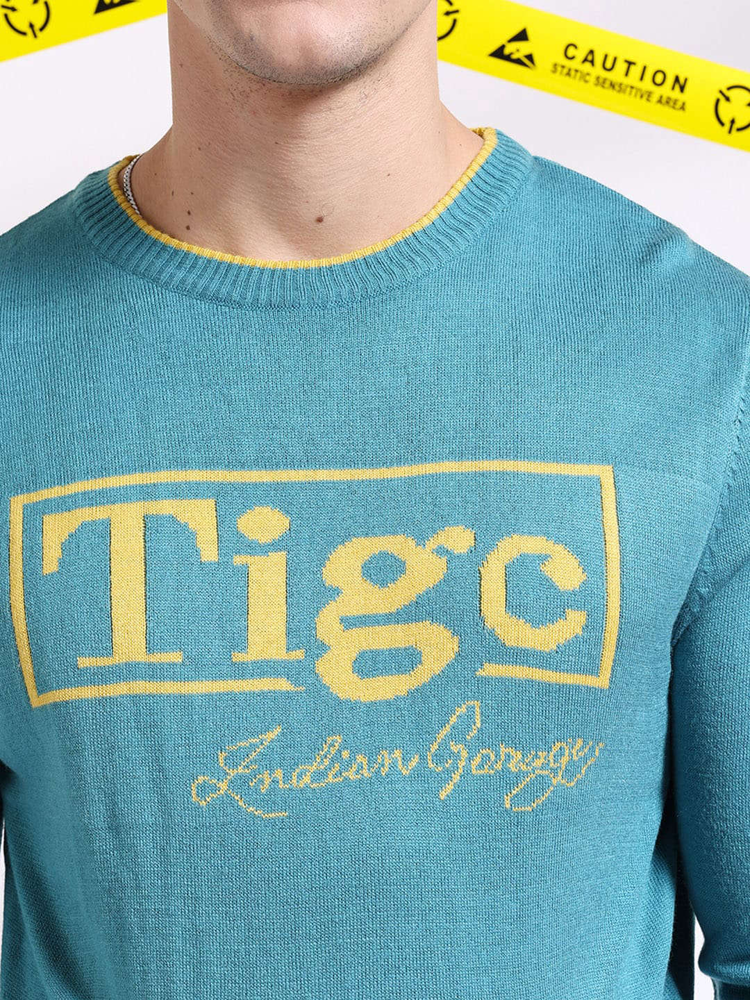 Shop Men's Typographic Printed Regular Fit Sweater Online.