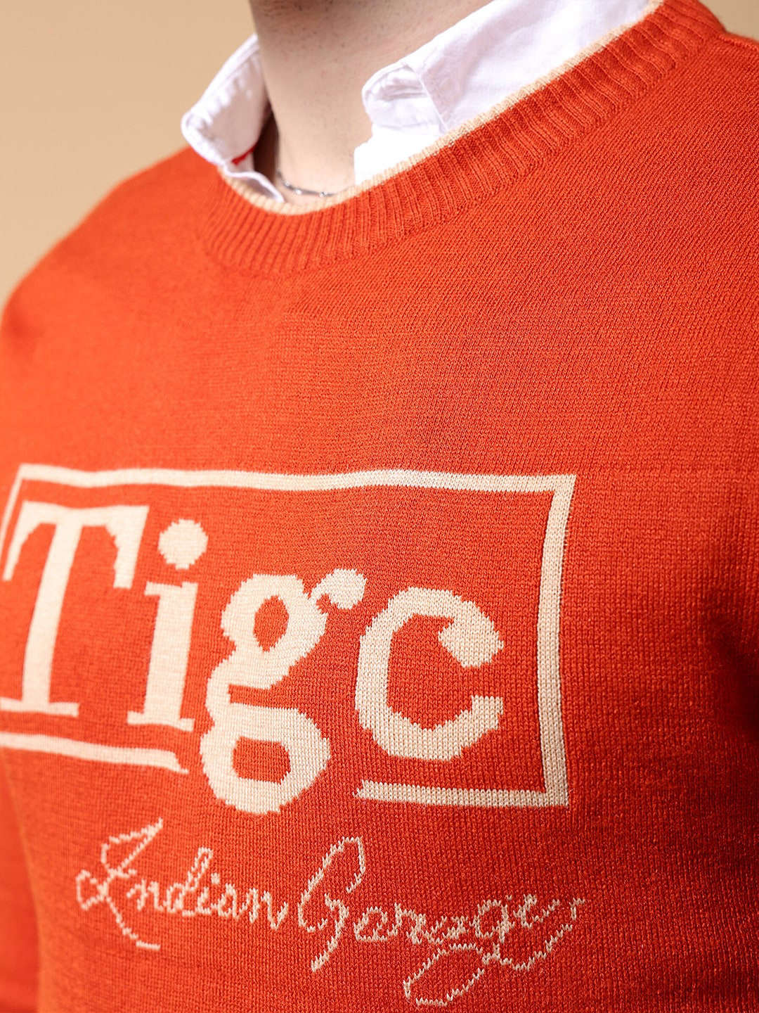 Shop Men's Typographic Printed Regular Fit Sweater Online.