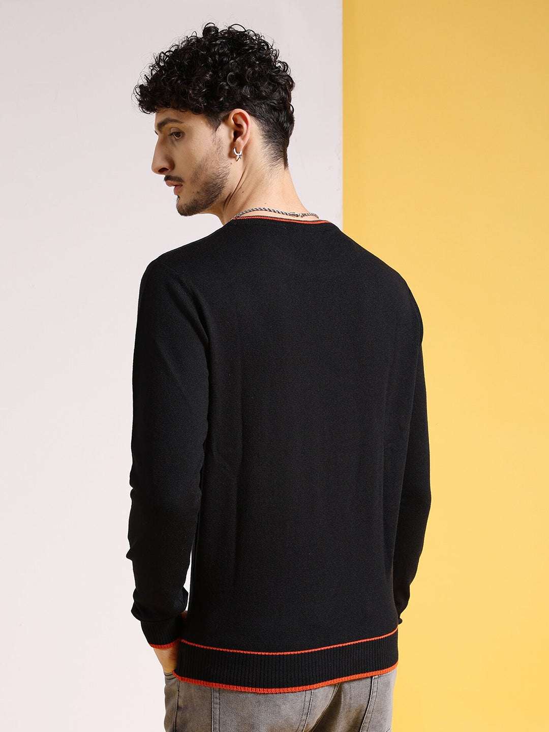 Shop Men's Solid Regular Fit Sweater Online.