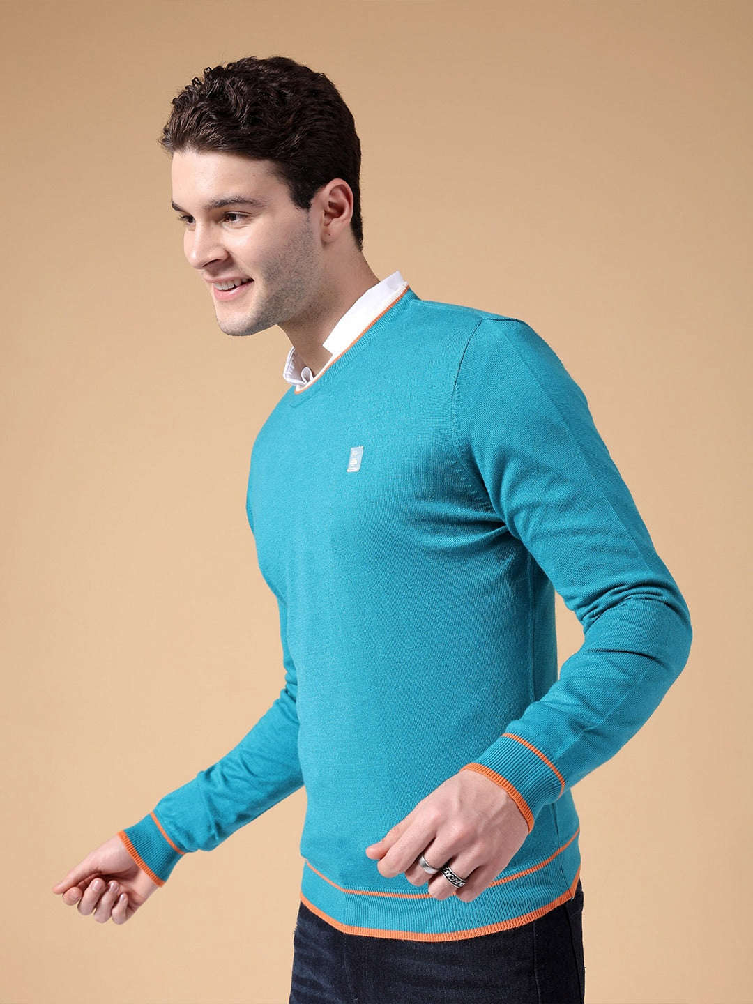 Shop Men's Solid Regular Fit Sweater Online.