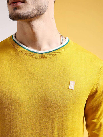 Shop Men's Solid Regular Fit Sweater Online.