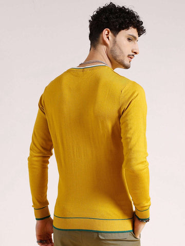 Shop Men's Solid Regular Fit Sweater Online.