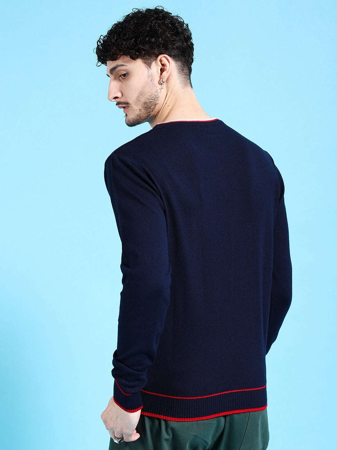 Shop Men's Solid Regular Fit Sweater Online.