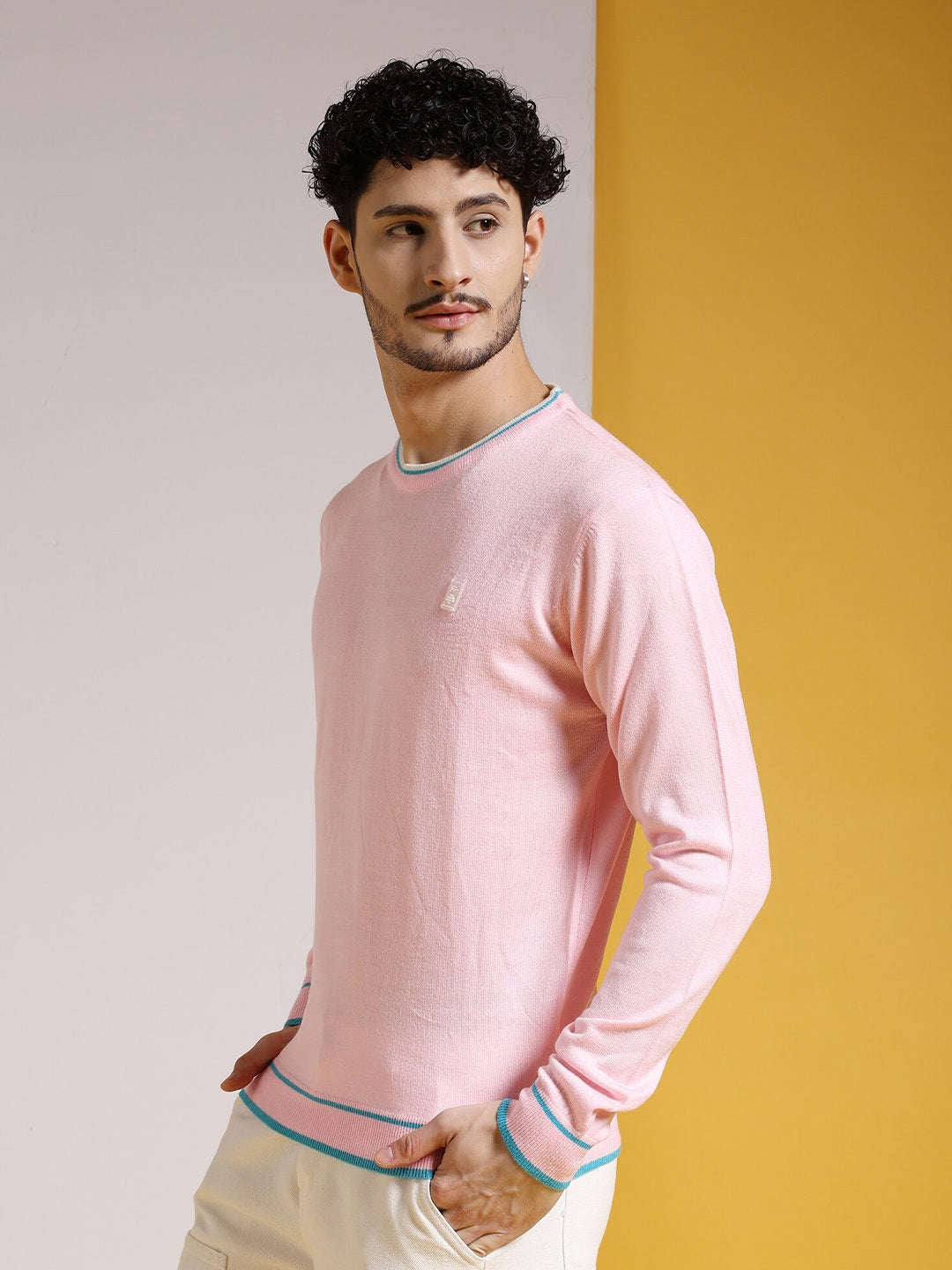 Shop Men's Solid Regular Fit Sweater Online.