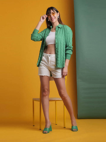 Shop Women's Solid Oversized Fit Shirt Online.