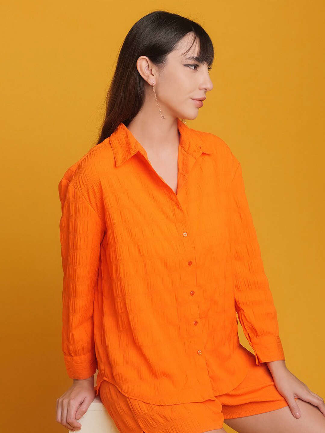 Shop Women's Solid Oversized Fit Shirt Online.