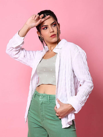 Shop Women's Solid Oversized Fit Shirt Online.