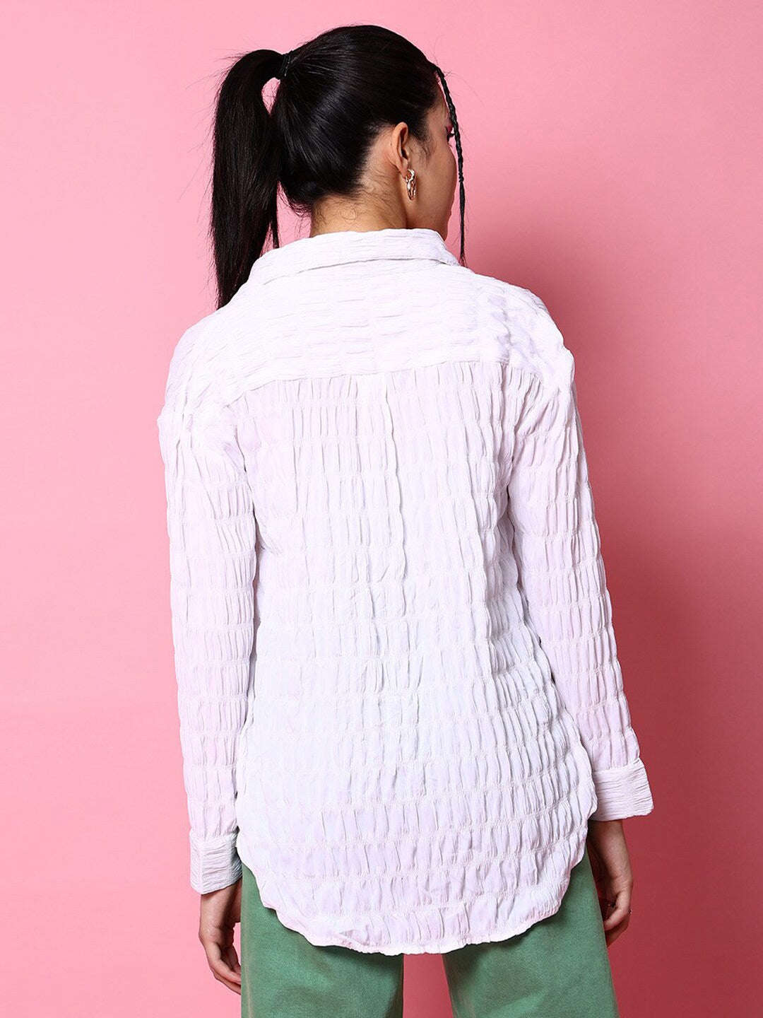 Shop Women's Solid Oversized Fit Shirt Online.