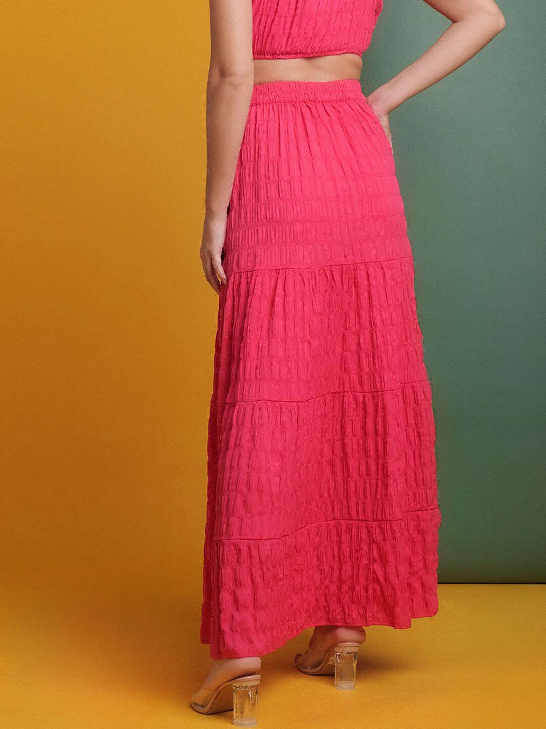 Shop Women Seer Sucker Elasticated Long Skirt Online.