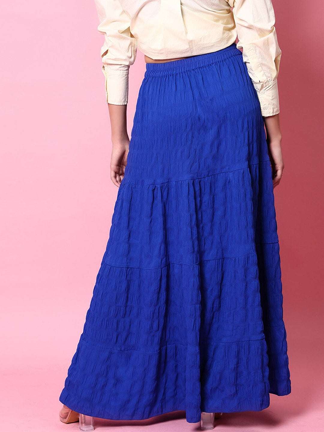 Shop Women Seer Sucker Elasticated Long Skirt Online.