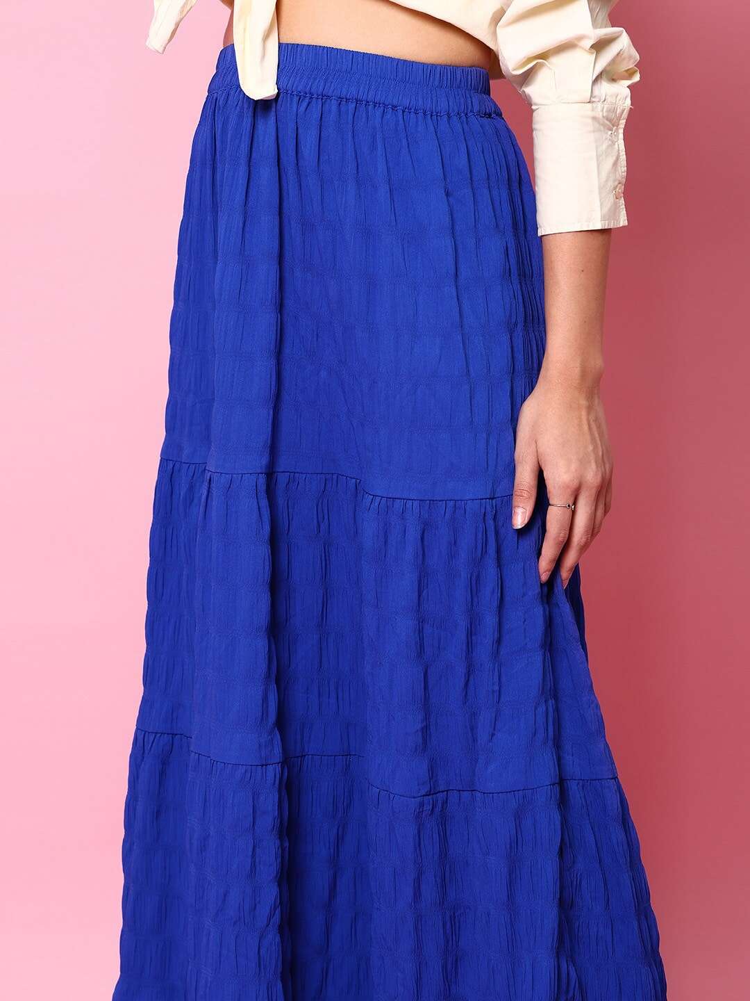 Shop Women Seer Sucker Elasticated Long Skirt Online.