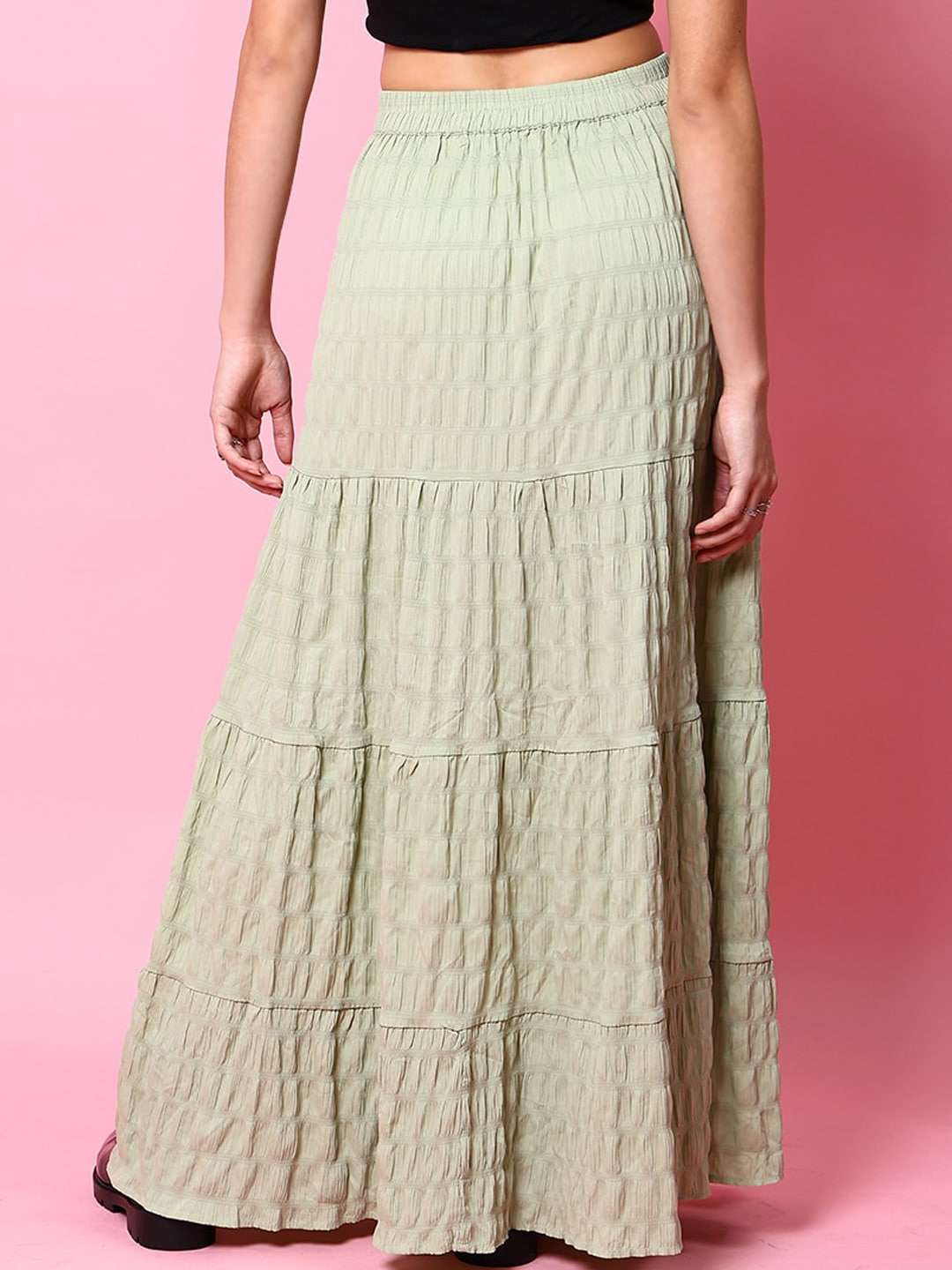 Shop Women Seer Sucker Elasticated Long Skirt Online.