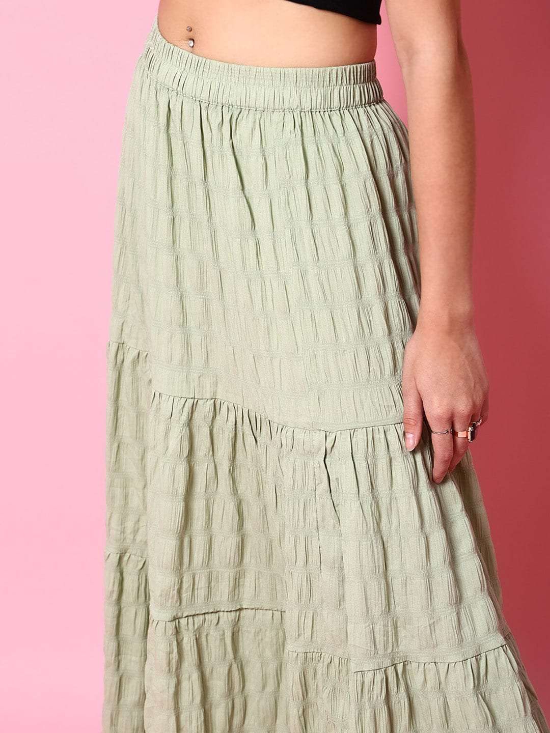 Shop Women Seer Sucker Elasticated Long Skirt Online.