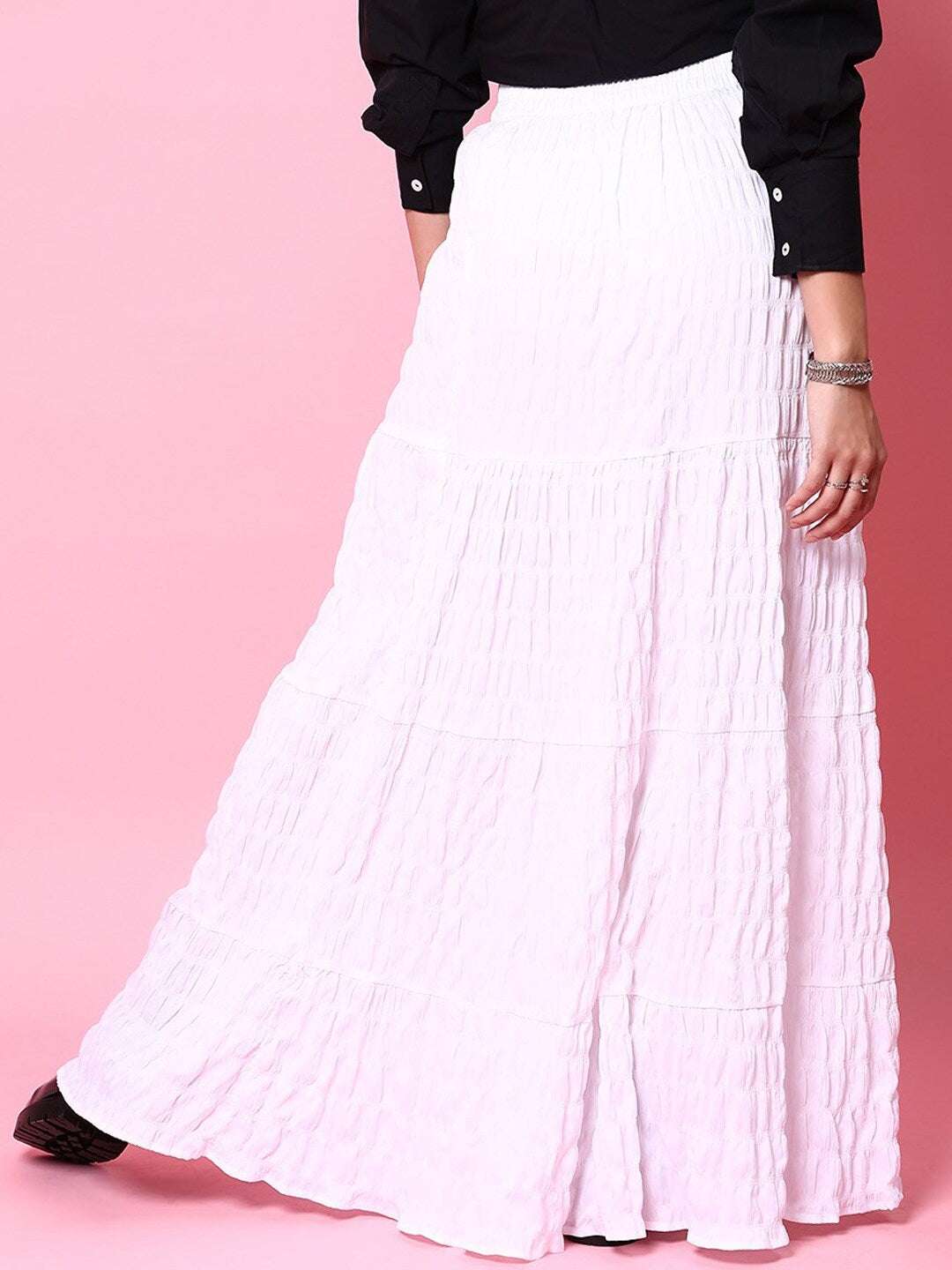 Shop Women Seer Sucker Elasticated Long Skirt Online.