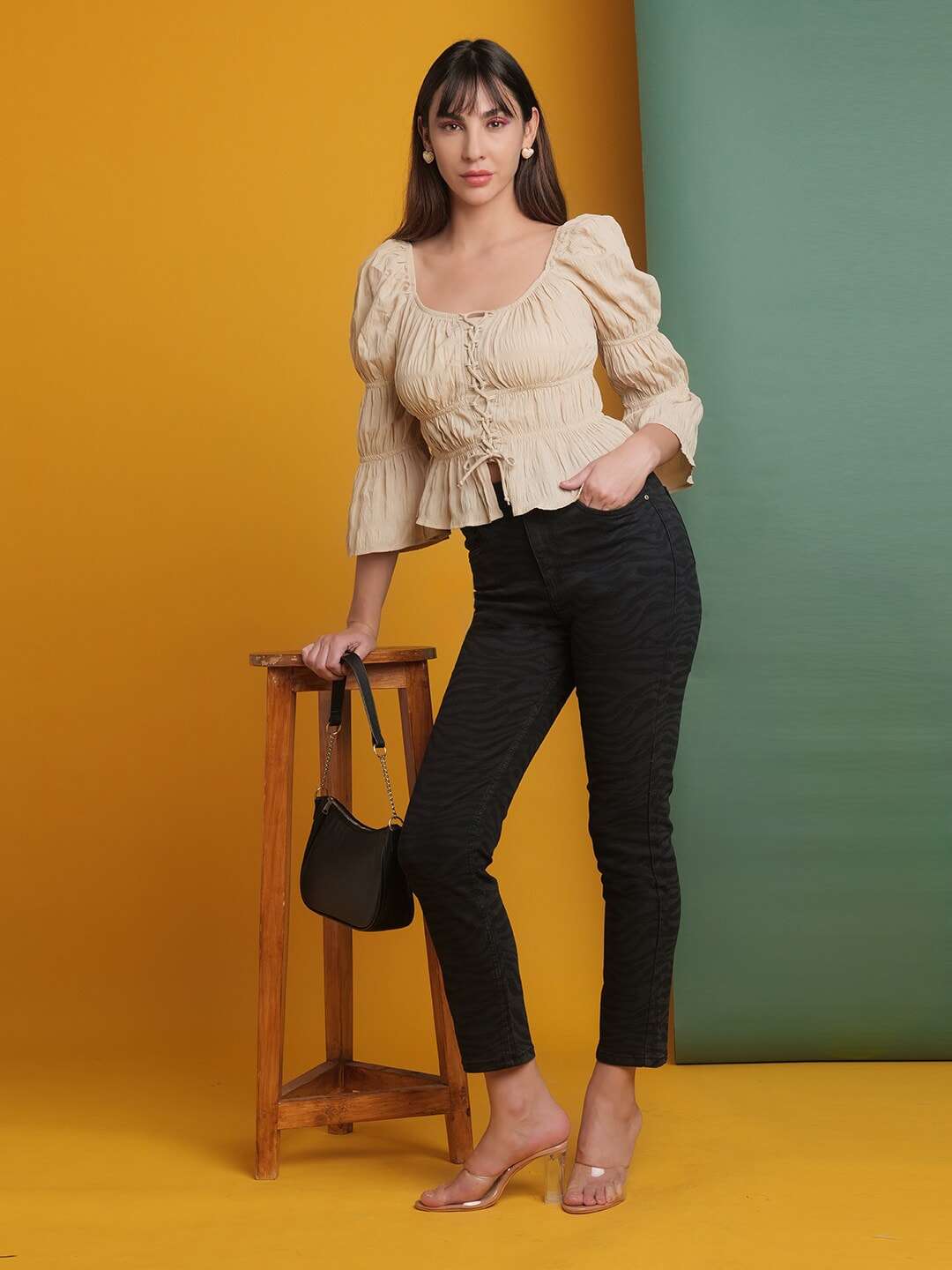 Shop Women Seer Sucker Top With Front Tie Up Online.