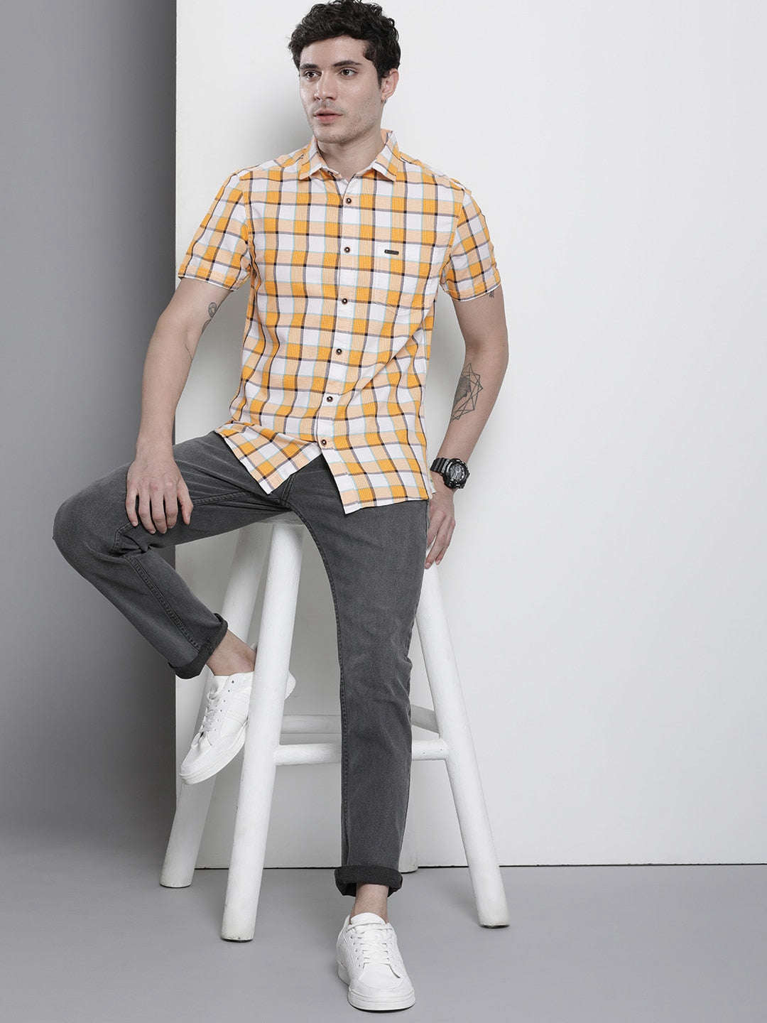 Shop Men Checked Shirt Online.