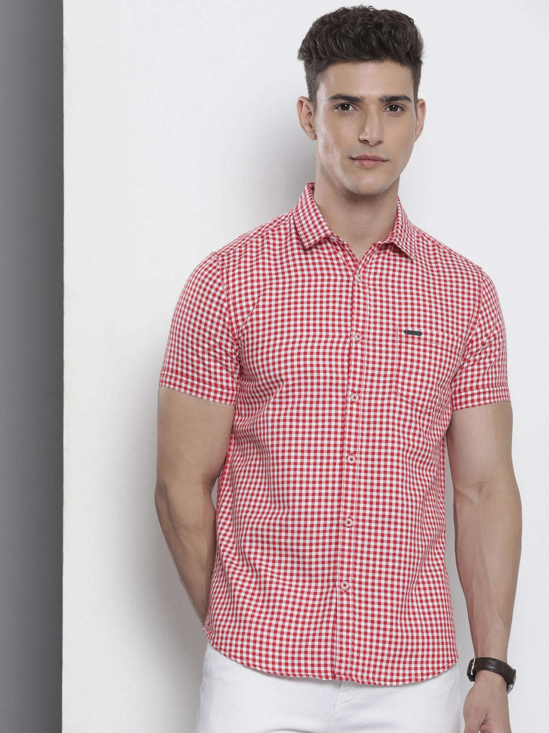 Shop Men's Checked Slim Fit Shirt Online.