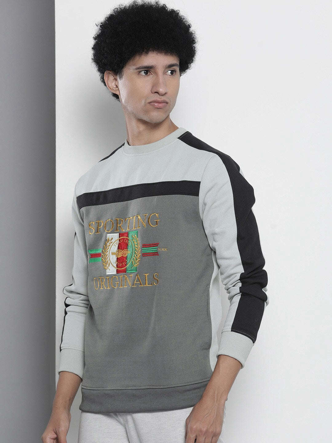 Shop Men's Colourblocked Regular Fit Sweatshirt Online.