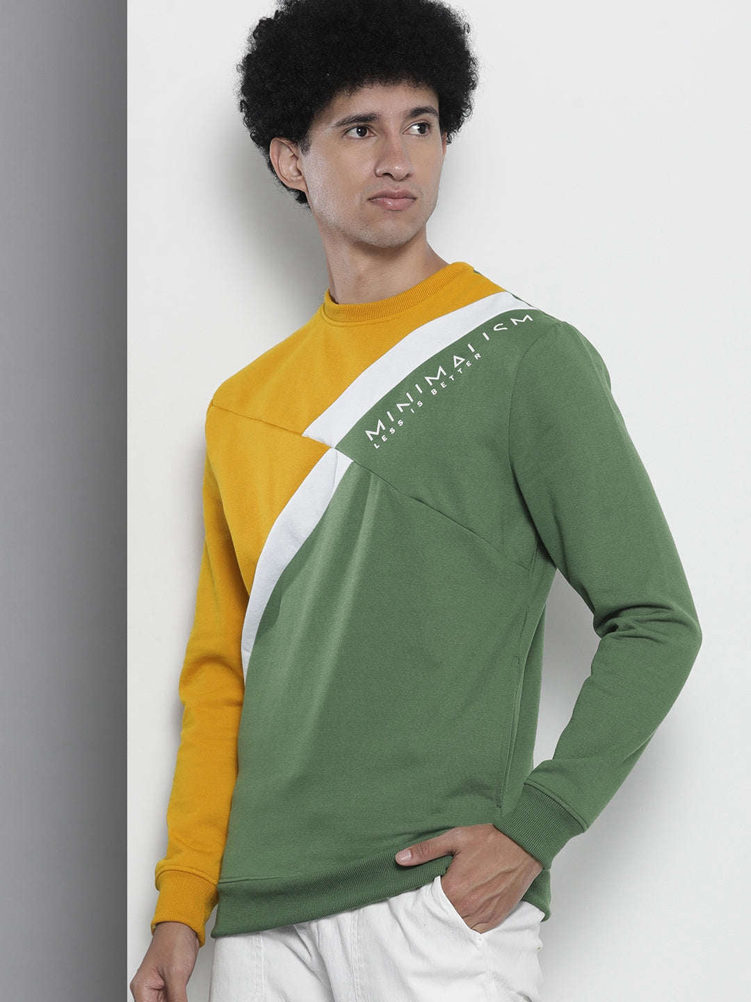 Shop Men's Colourblocked Regular Fit Sweatshirt Online.