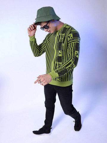 Shop Men's Striped Regular Fit Sweatshirt Online.