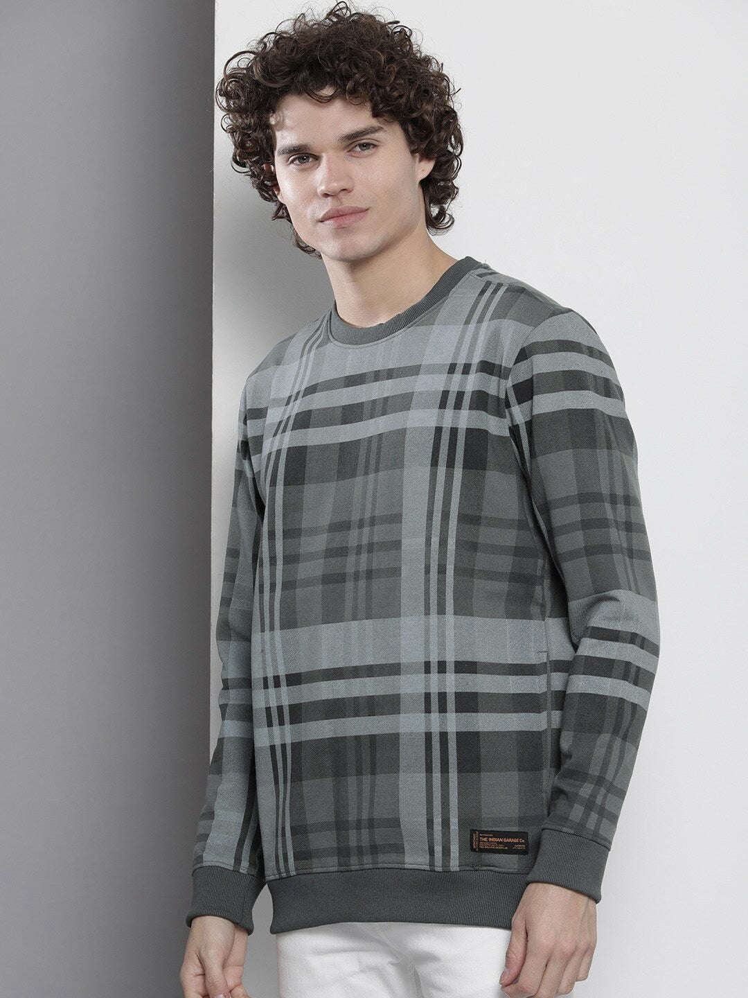 Shop Men's Checked Regular Fit Sweatshirt Online.