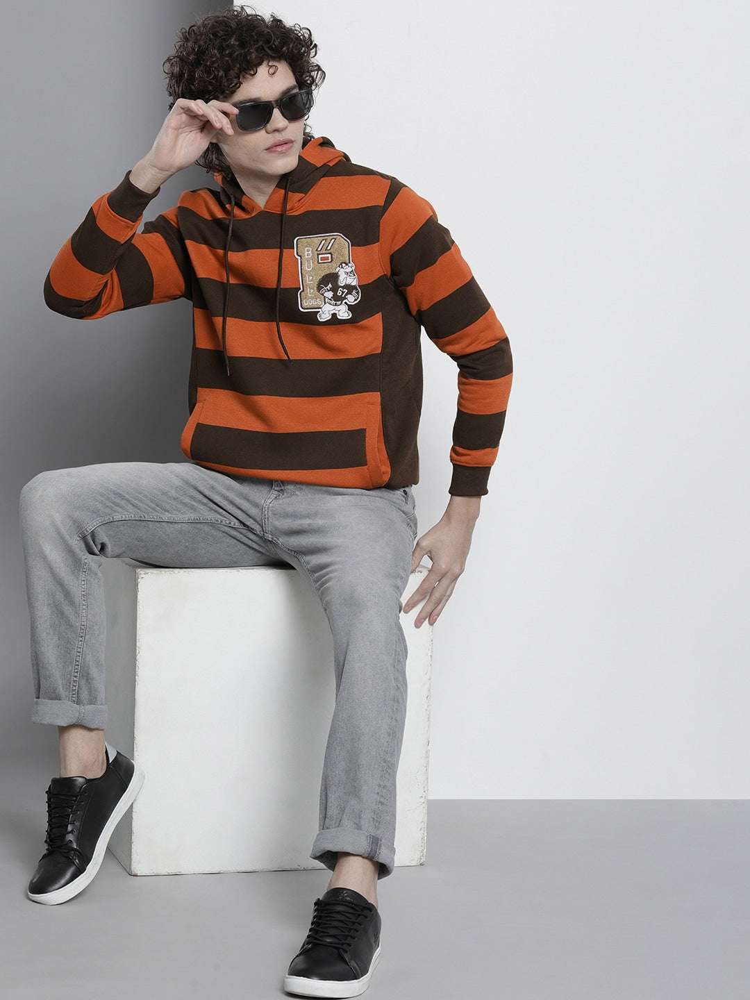 Shop Men's Striped Regular Fit Sweatshirt Online.