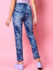 Shop Women Animal Printed Straight Denim Jeans Online.