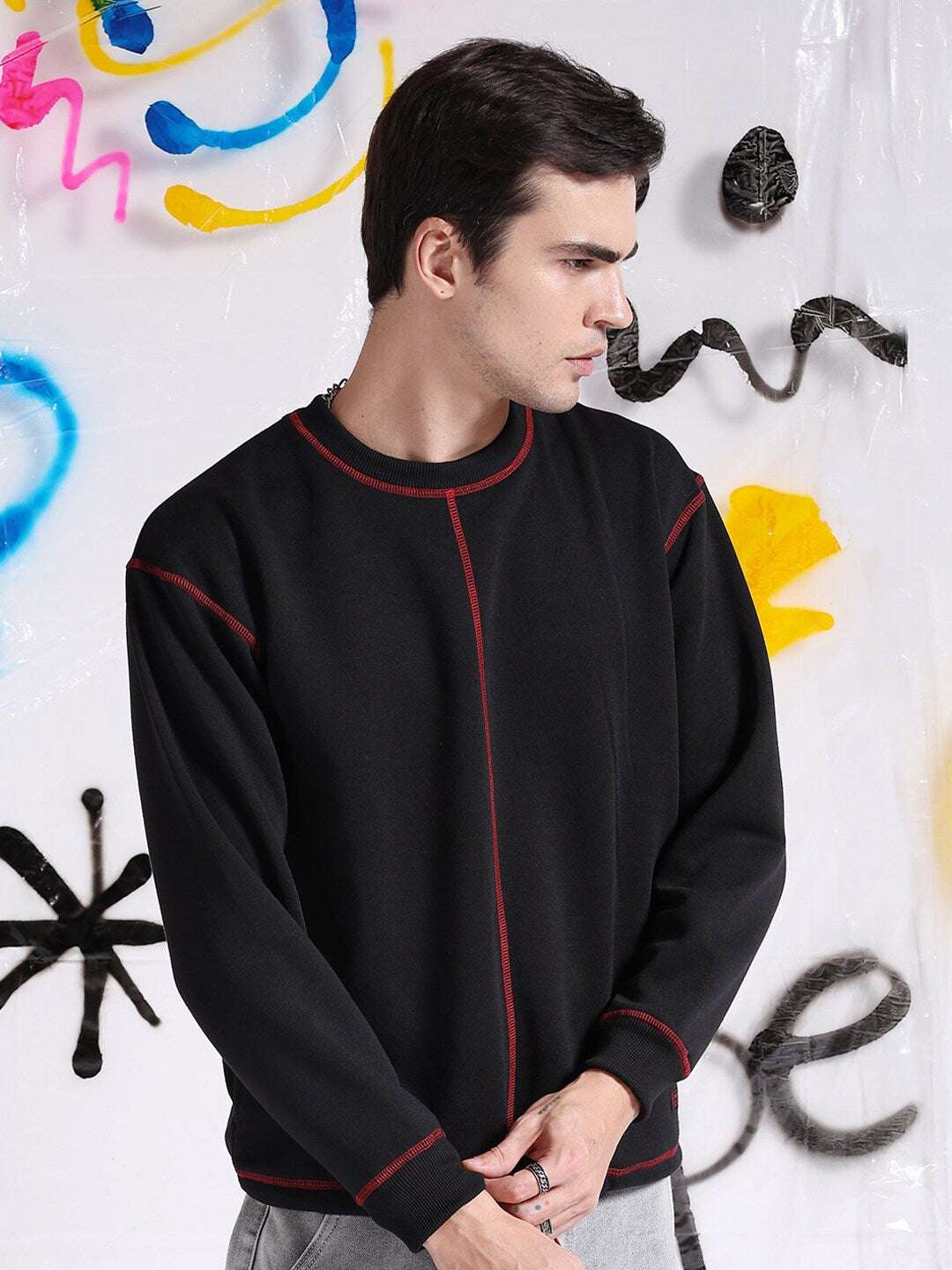 Men's Solid Relaxed Fit Sweatshirt